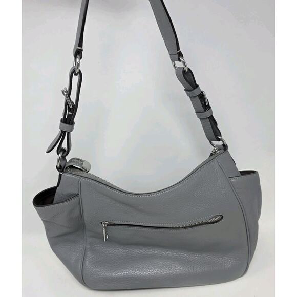 Coach C2853 Rori In Soft Granite Pebbled Leather Shoulder Bag Gray - Picture 3 of 10